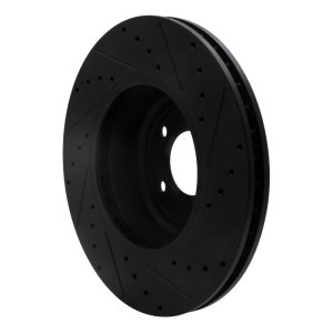 BMW 550I Brake Rotor (1) - Front Left - R1 Concepts - Drilled & Slotted - Black - `04-`10